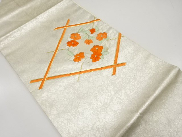 菱に花丸模様刺繍名古屋帯